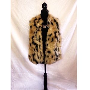 Cheetah Print Faux Fur Vest